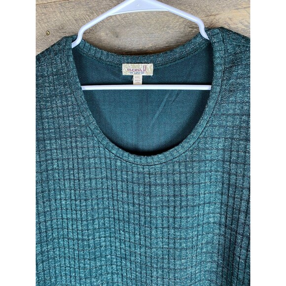 One World Women's Top Plus Size XXL Green Metallic Knit Top - Picture 3 of 10